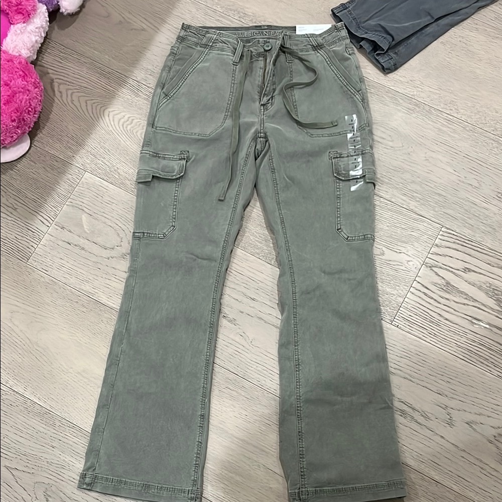 Olive Straight Leg Cargo Pants